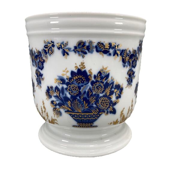 Vintage H&C Heinrich Echt Kobalt Blue Bavarian Made in Germany Flowerpot Vase - Picture 1 of 6
